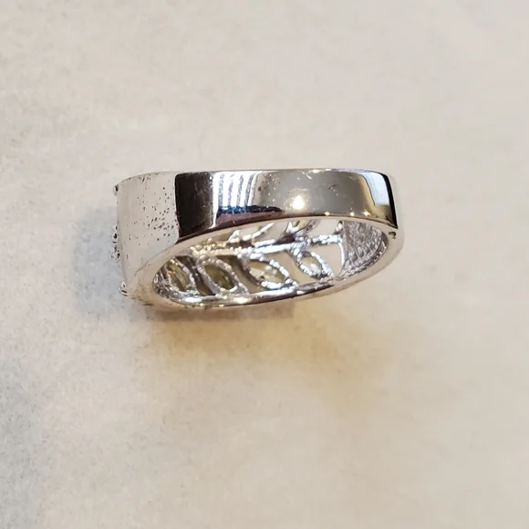 Elegant Women's Silver Ring w/ Yellow Citrine Stones Leafy Vine Design Size 7 - Picture 7 of 10